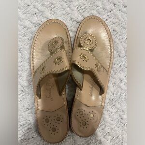 Gold two tone jack rogers